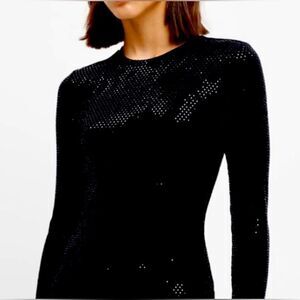 7 For All Mankind Black Long Sleeve Top